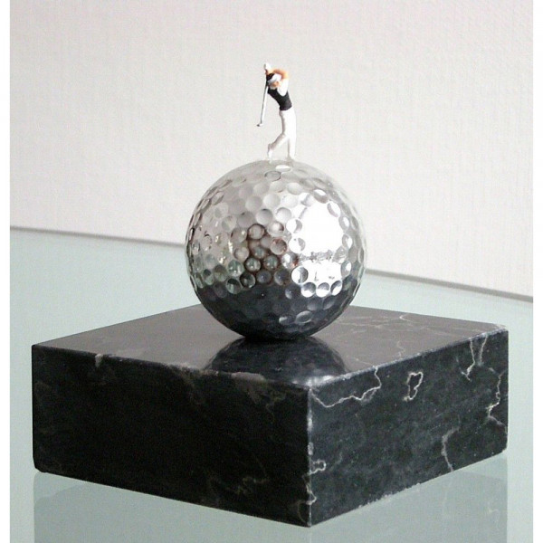 dublisGolf Black Marble Silver Golf Skulptur