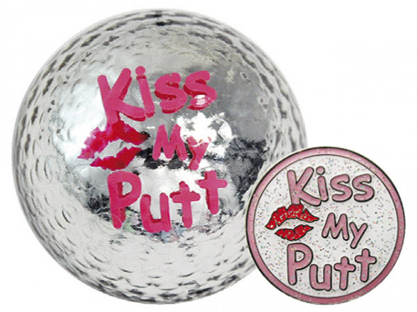 Navika Geschenkset Golfball und Marker &quot;Kiss my Putt&quot;