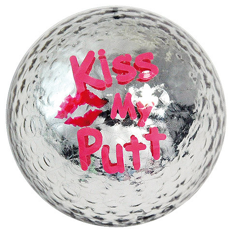 Metallic Bling 3er Pack Golfbälle &quot;Kiss my Putt silber&quot;